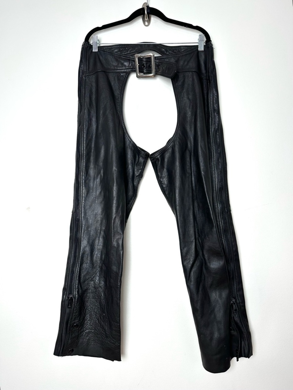 Western Black Leather Riding Chaps Motorcycle Biker Baddie Countrycore Festival